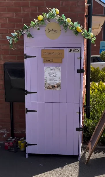 Closed purple BakEM Bake Shed